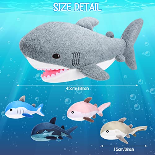 18 Inch Plush Shark Stuffed Animal with 4 Breeds W653702