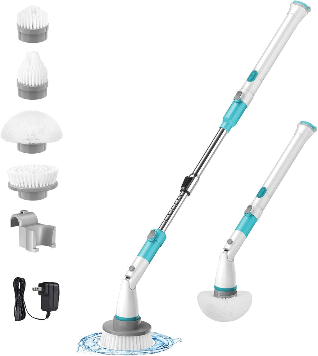 Cordless Electric Spin Scrubber with 4 Brush Heads and Extension Handle U38354