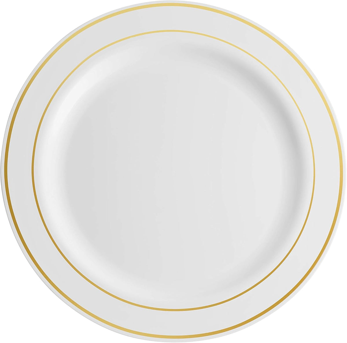 100 Piece White Gold Rim Plastic Party Plates B732058