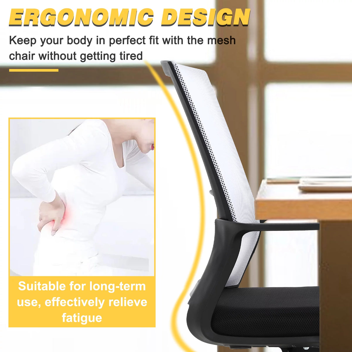 White Mesh Office Chair with Lumbar Support G153