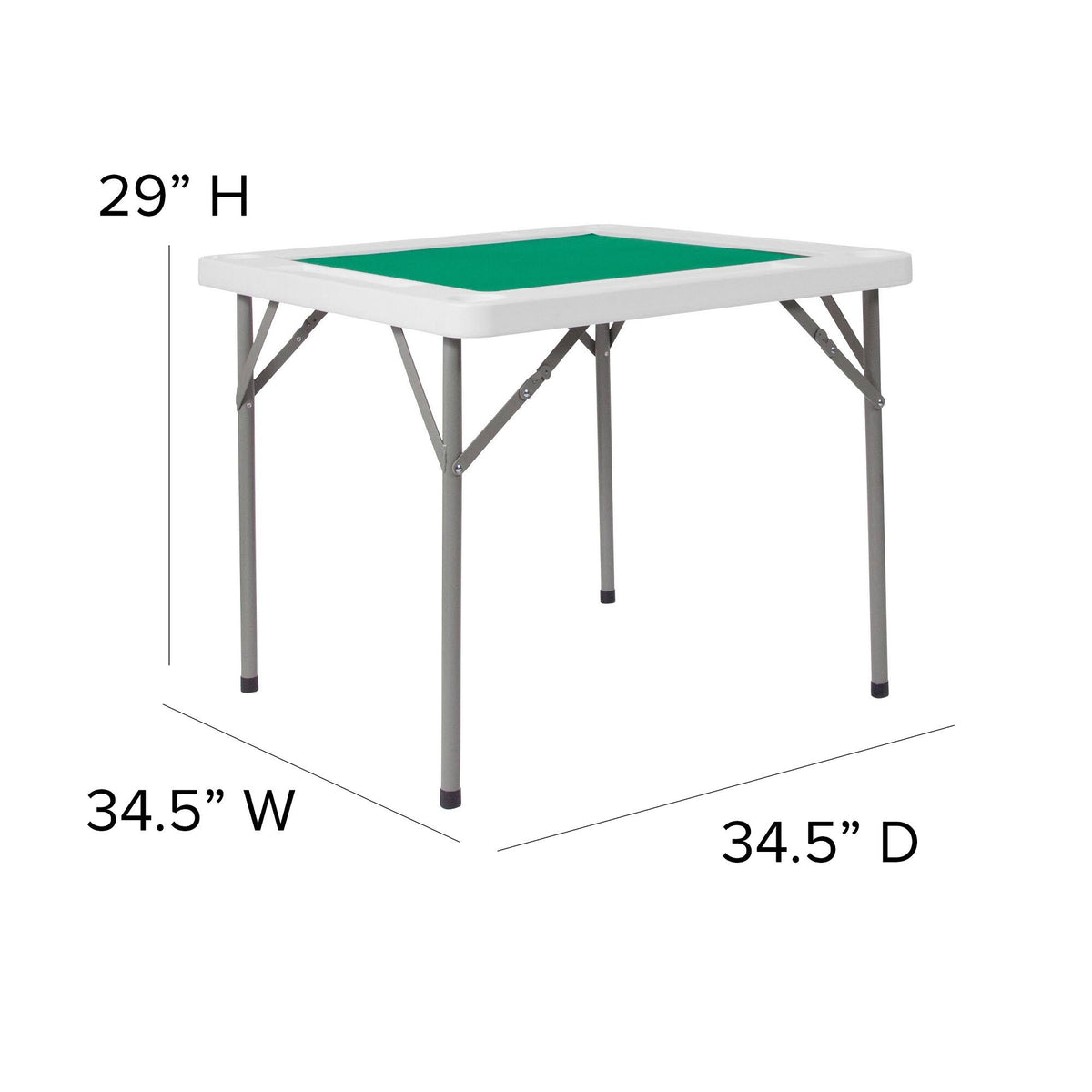 34.5x22 Square 4-Player Folding Card Game Table with Green Felt X6141