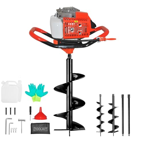 85cc 4HP Gas Powered Post Hole Digger with 3 Drill Bits N507637