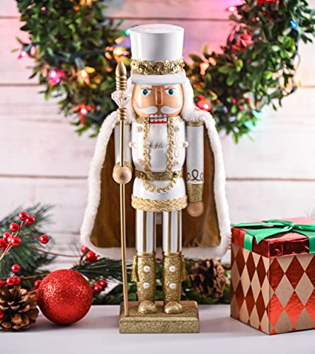 Gold and White Wooden Nutcracker Figure 14" I41881