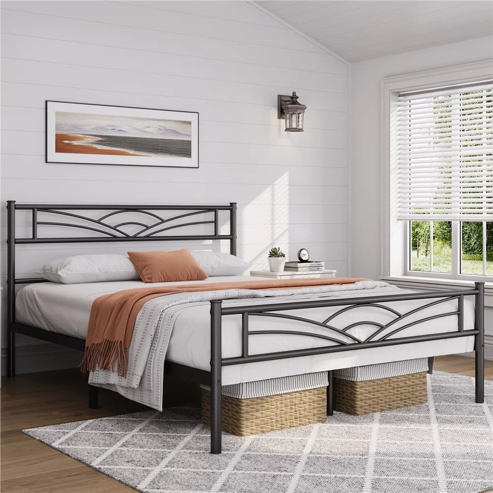 Queen Black Metal Bed B436