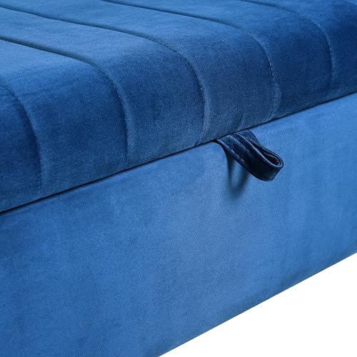 Gray Velvet Upholstered Storage Ottoman Bench G248