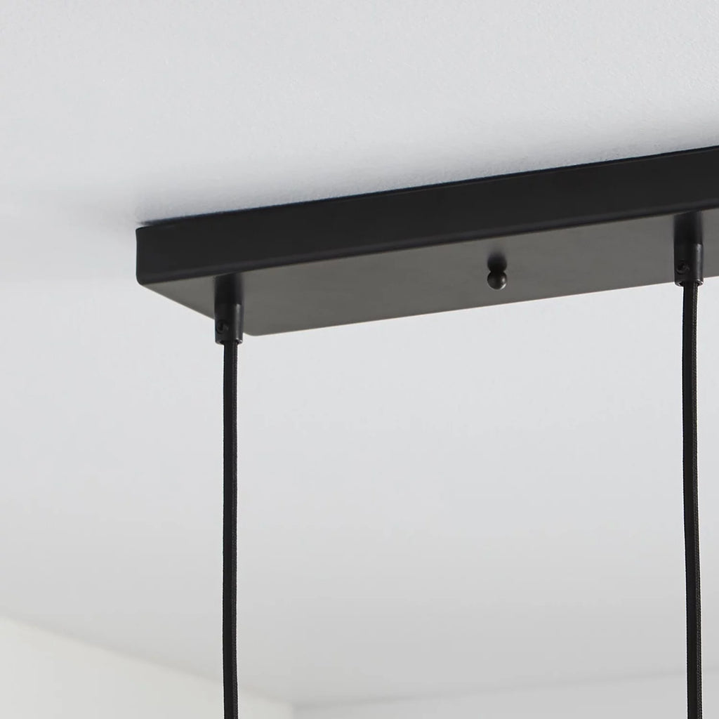 Black Finish Clear Glass 3-Light Island Pendant Light H70187
