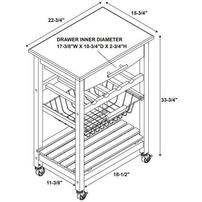 Gray Wood and Stainless Steel Kitchen Cart L108988