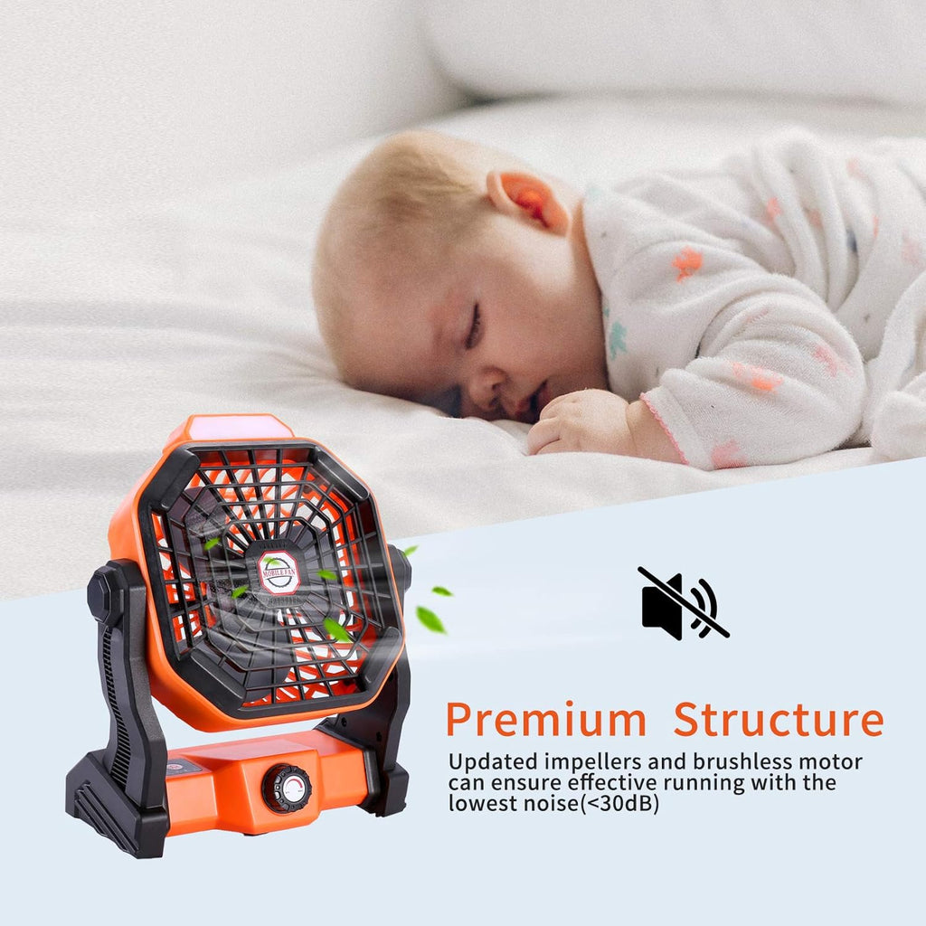 Outdoor Camping Fan with LED Lantern, USB Rechargeable B26472