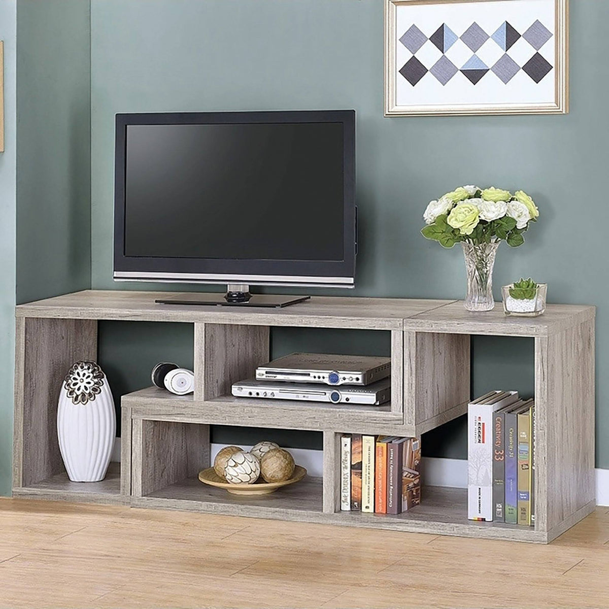 Grey Driftwood 2-Piece L-Shaped Bookcase Set Y14539