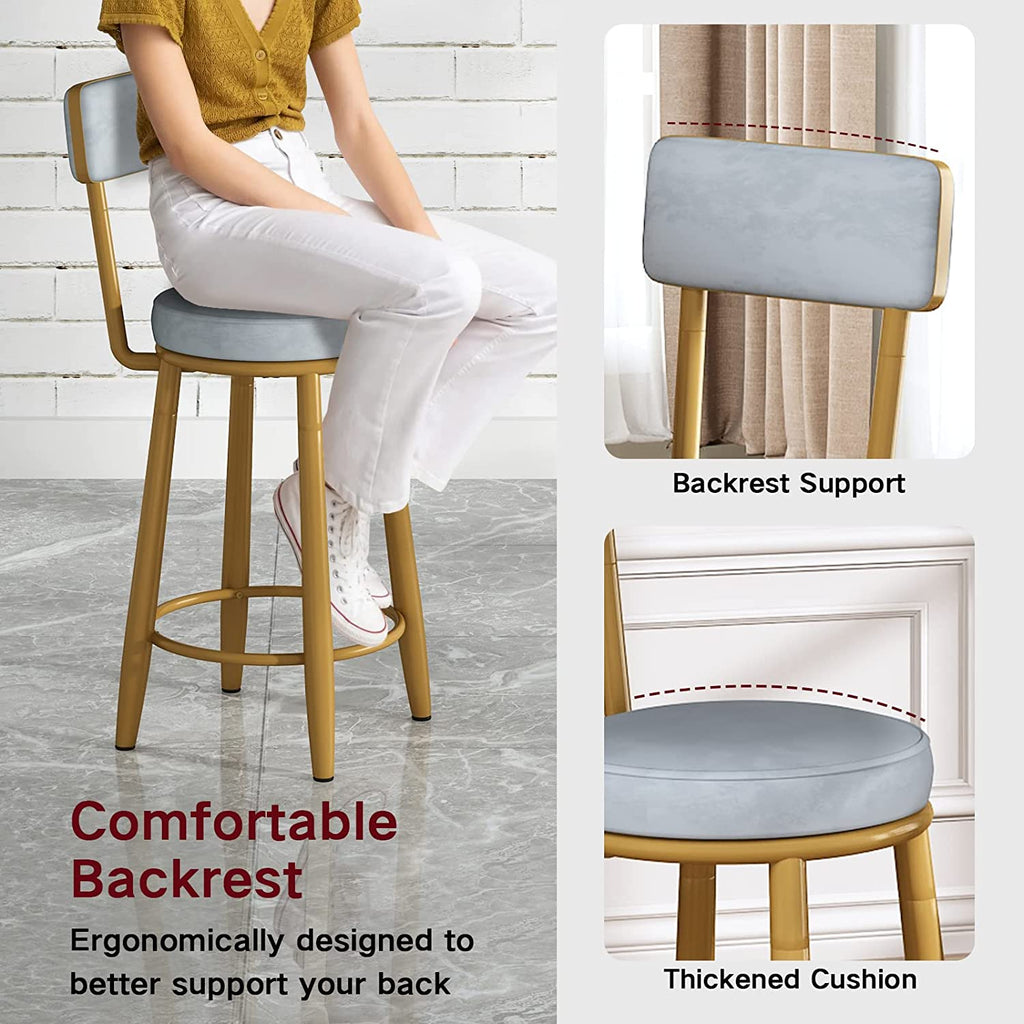 3-Piece Faux Marble Bar Table and 2 Upholstered Stools with Backrest Z10884