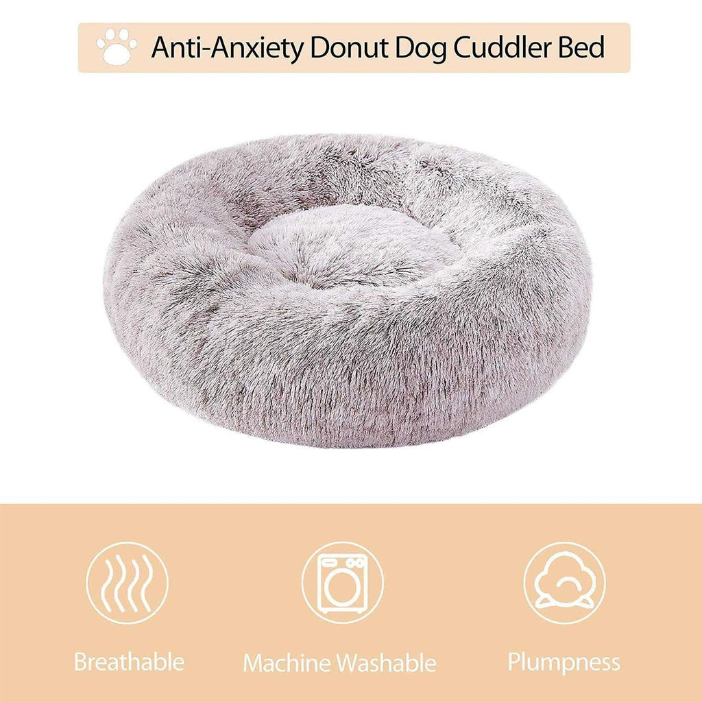 Small Dog Bed Donut Faux Fur Anti-Anxiety Pet Bed L604936