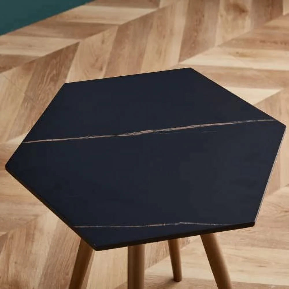 Faux Marble End & Side Table with Dark Gold Metal Legs K491632