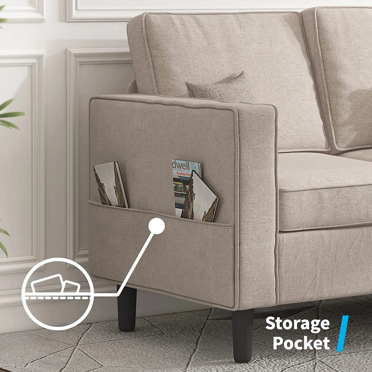 Convertible Sectional Sofa Couch with Storage Ottoman Q973425