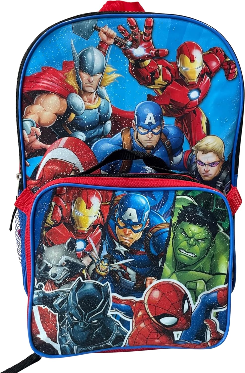 15 Inch Kids Backpack With Removable Lunch Box Set (Red-Blue) U118