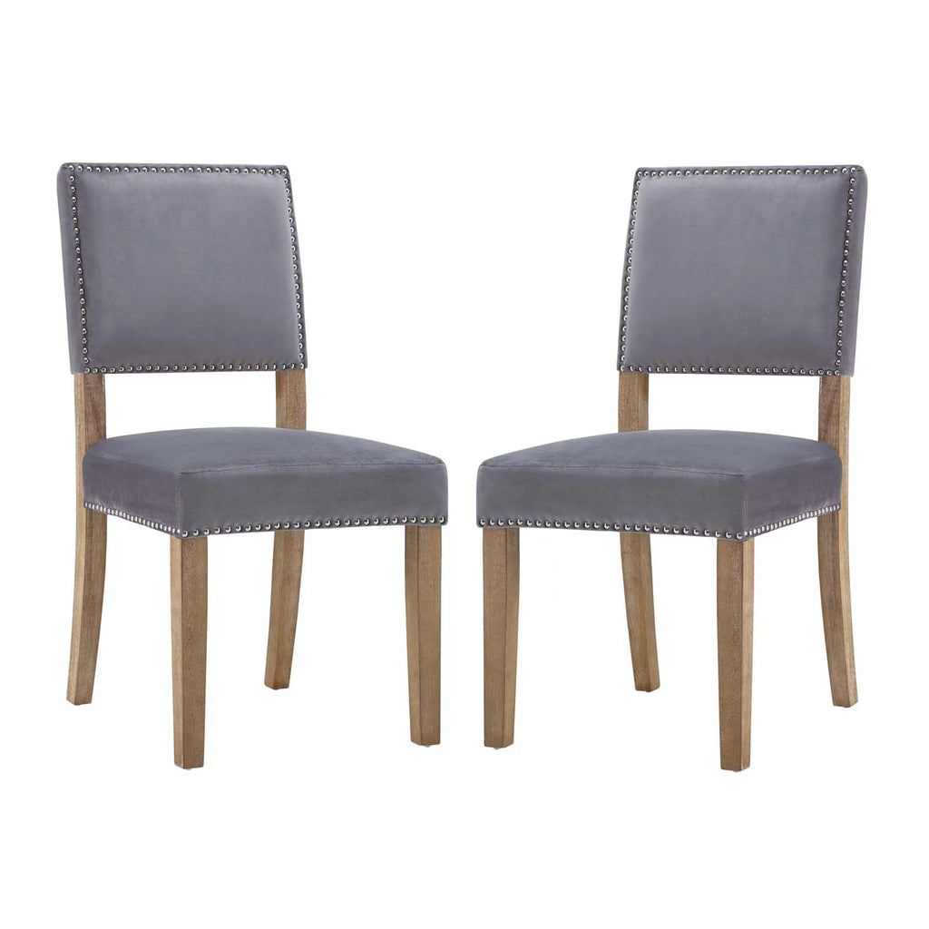 Grey Velvet Wood Dining Chair Set of Two F454756