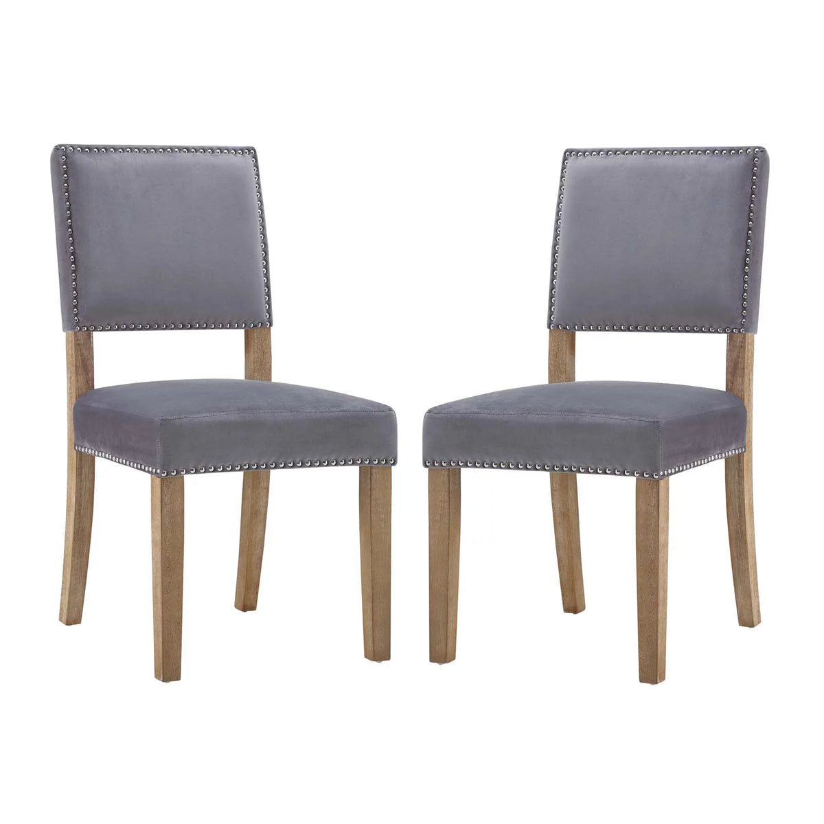 Grey Velvet Wood Dining Chair Set of Two F454756