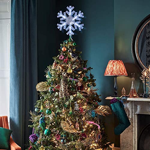 9 inch Lighted Christmas Tree Topper with 15 White LED Lights D21374
