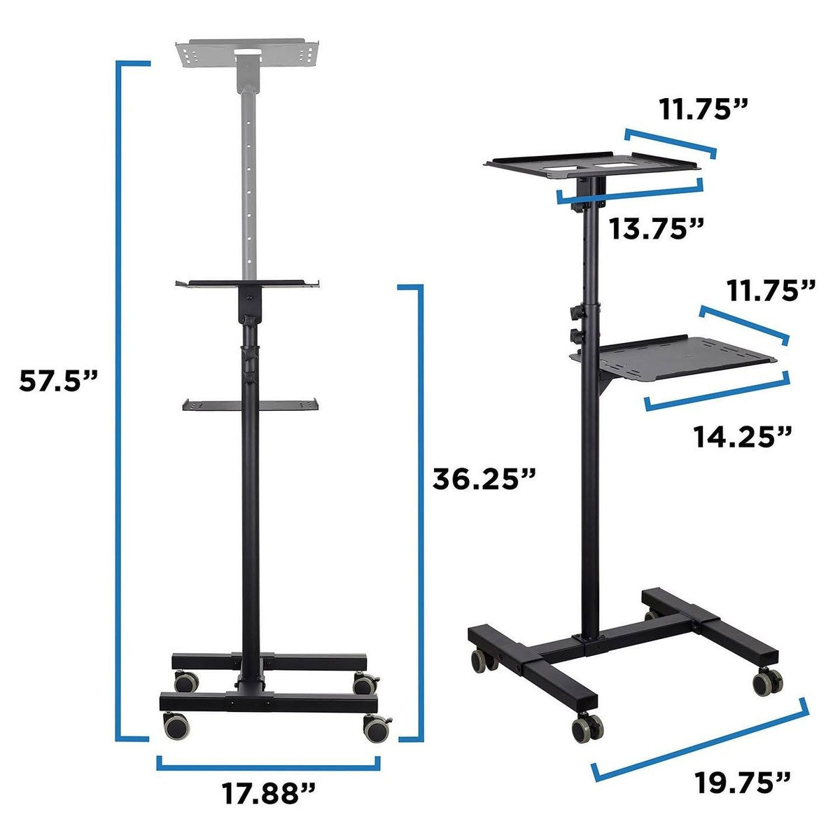 Mobile Projector Stand with Height-Adjustable Cart B765