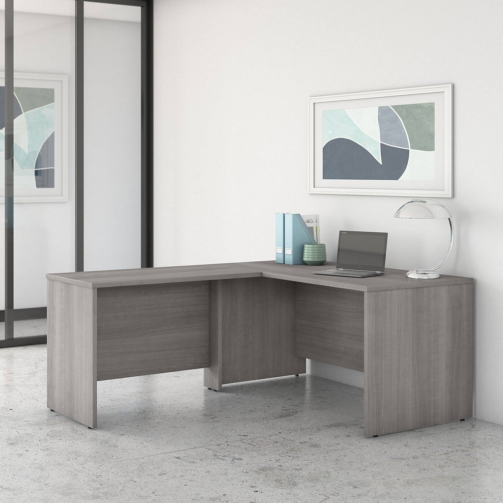 60 x 30 in. L Shaped Desk with 42 in. Return Platinum Gray X435