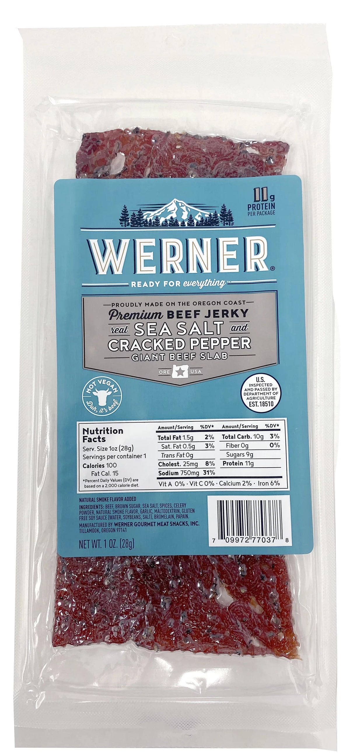 Beef Jerky Pack of 15-1 Ounce Sea Salt & Cracked Pepper W25996