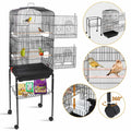 Black Wrought Iron Bird Cage with Rolling Stand G27143