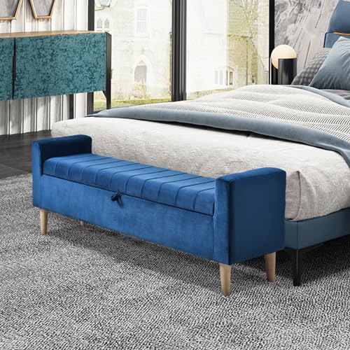 Gray Velvet Upholstered Storage Ottoman Bench G248
