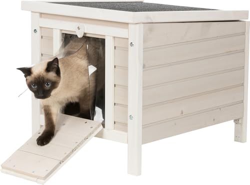 Gray Fir Wood Outdoor Cat House with Raised Floor U705