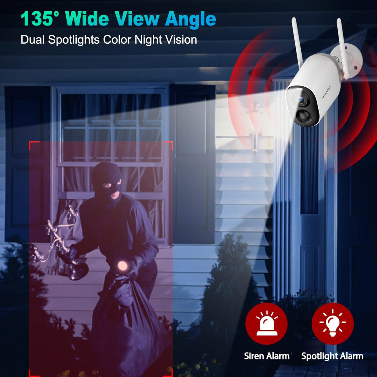 Wireless Outdoor Security Camera with Color Night Vision O868