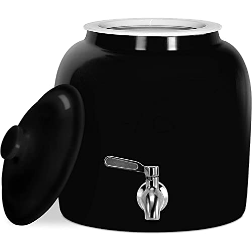 Black Porcelain Ceramic Water Dispenser with Stainless Steel Spigot O562339
