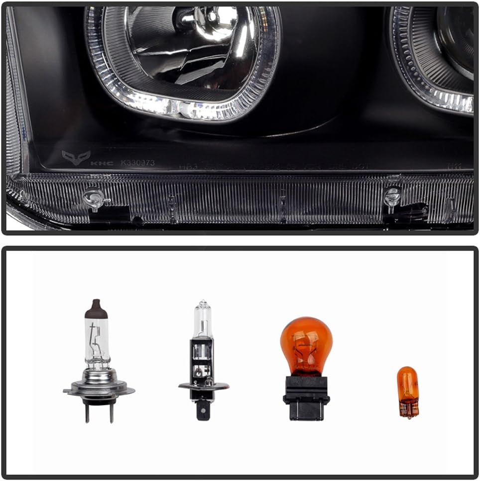 Black LED Projector Headlights Driver + Passenger V423