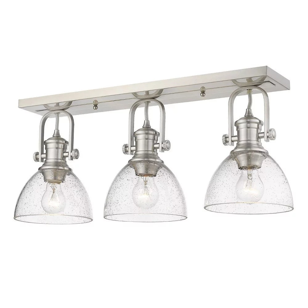 3 Light Semi-Flush Mount Pewter Seeded Glass H67169