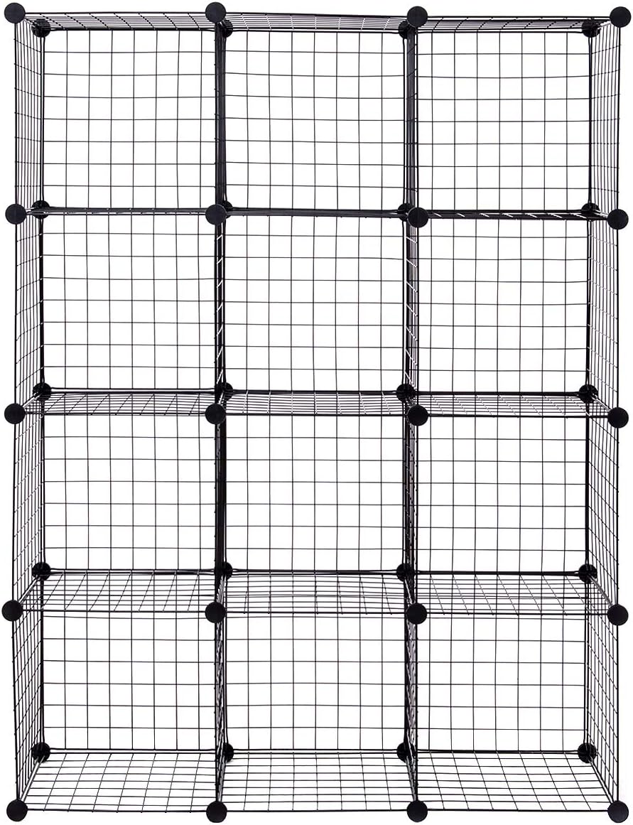 12-Cube Metal Wire Storage Cubes Modular Shelving Grids O44636