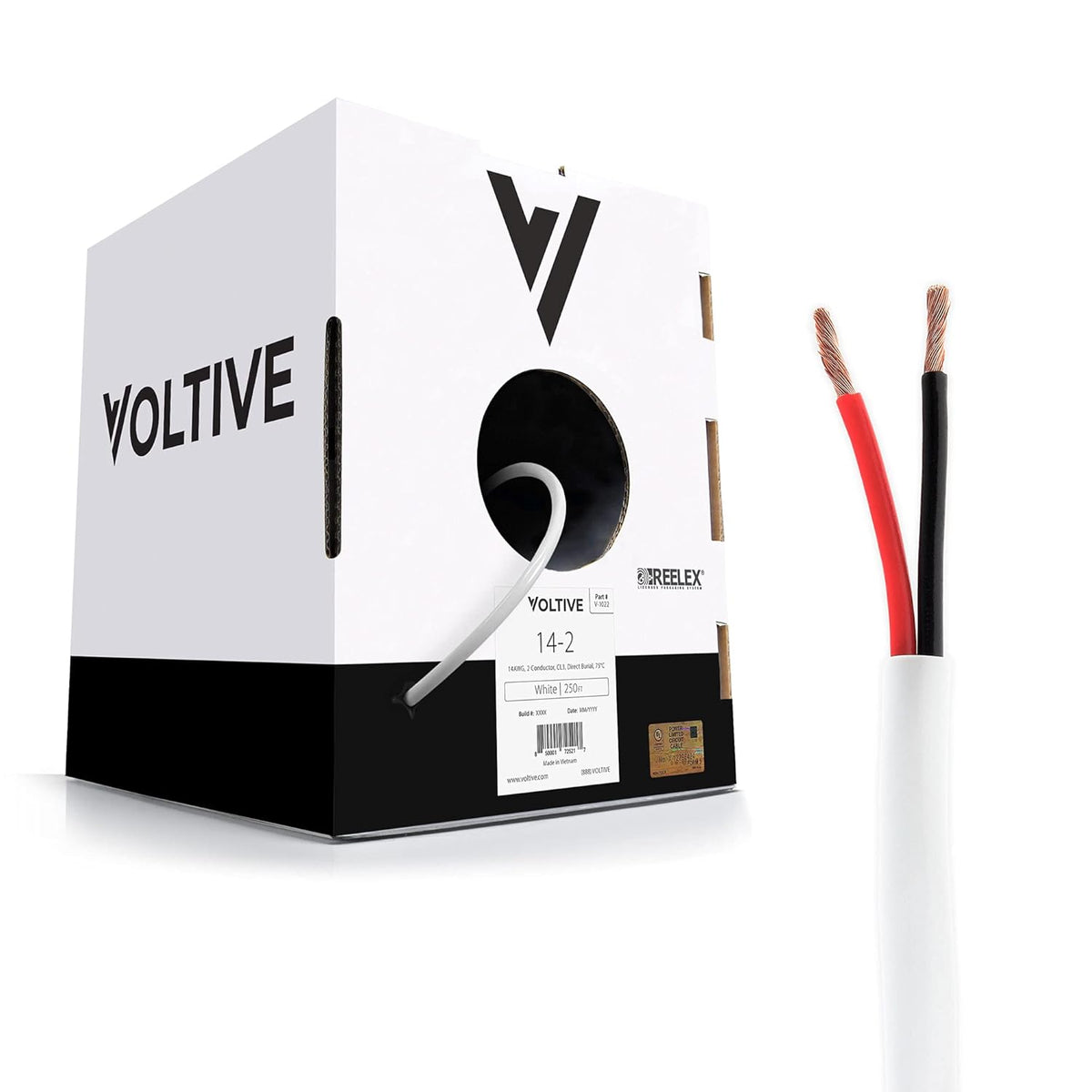 14 AWG 2 Conductor Oxygen-Free Copper Speaker Wire, 500 Foot Bulk Cable Pull Box, Black H51769