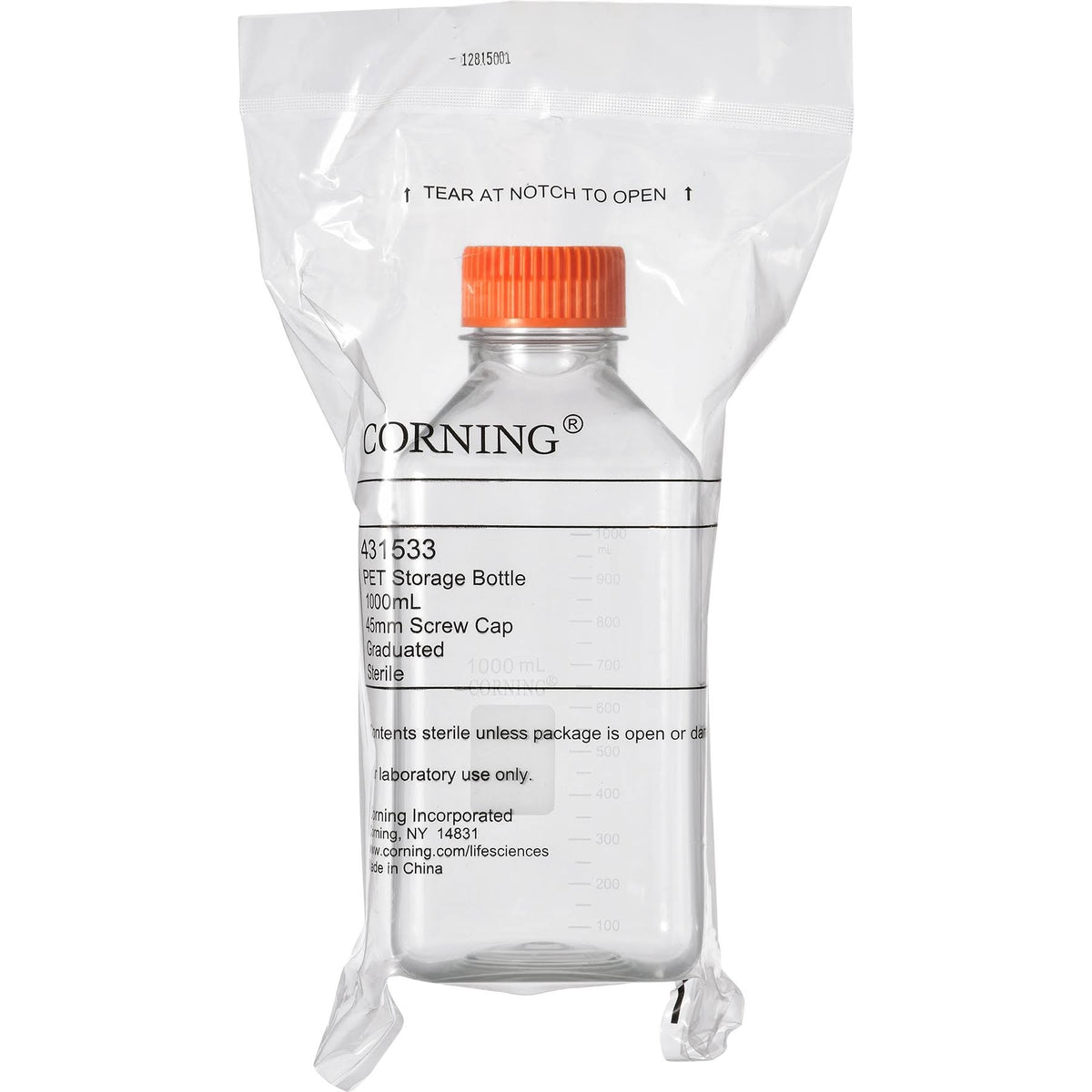 1000ml Square PET Bottle with 45mm Wide Mouth Orange Cap Q373693