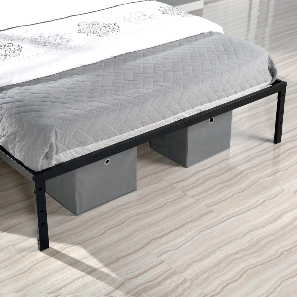 Queen Size Black Metal Slat Bed Frame Y81659