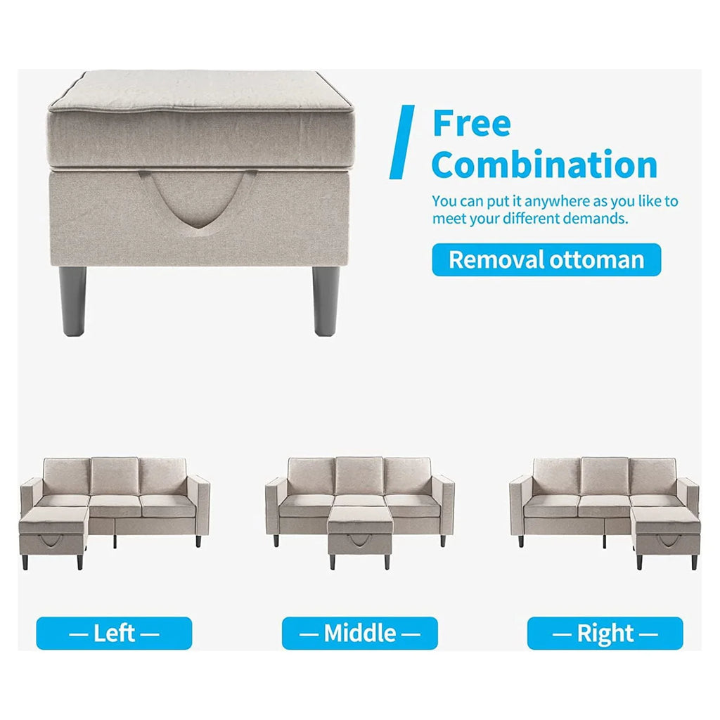 Convertible Sectional Sofa Couch with Storage Ottoman Q973425