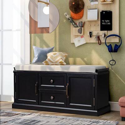 Black Drawer Storage Bench D9745