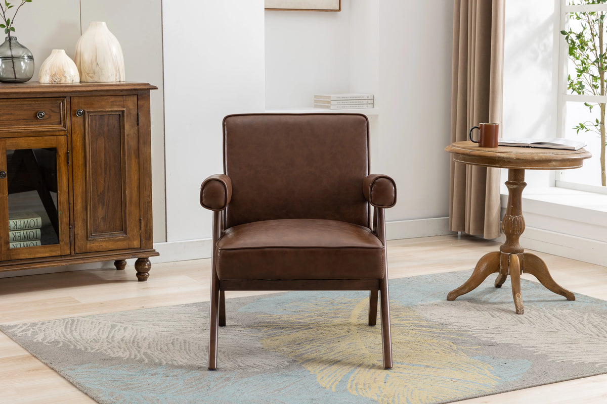 Leisure Chair with Solid Wood Armrest and Feet S95397