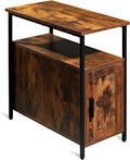 Brown Wooden End Table with Shelf and Storage Cabinet L299