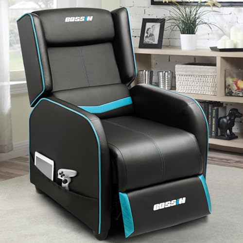 Cyan PU Leather Gaming Recliner Chair Z1322