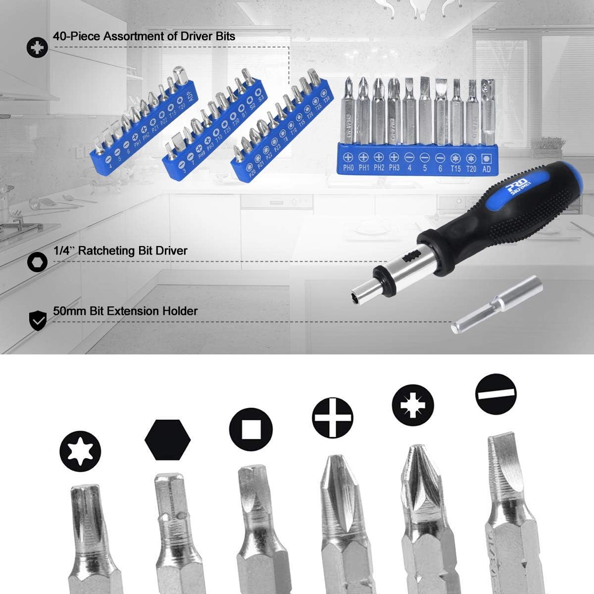 198-Piece General Household Hand Tool Set with Storage Bag T7885