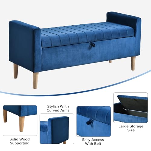 Gray Velvet Upholstered Storage Ottoman Bench G248