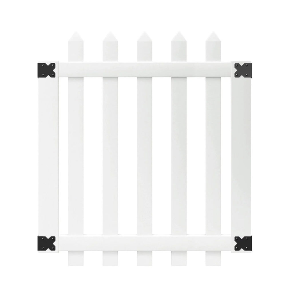 White Vinyl Pointed Picket Fence Gate L7636