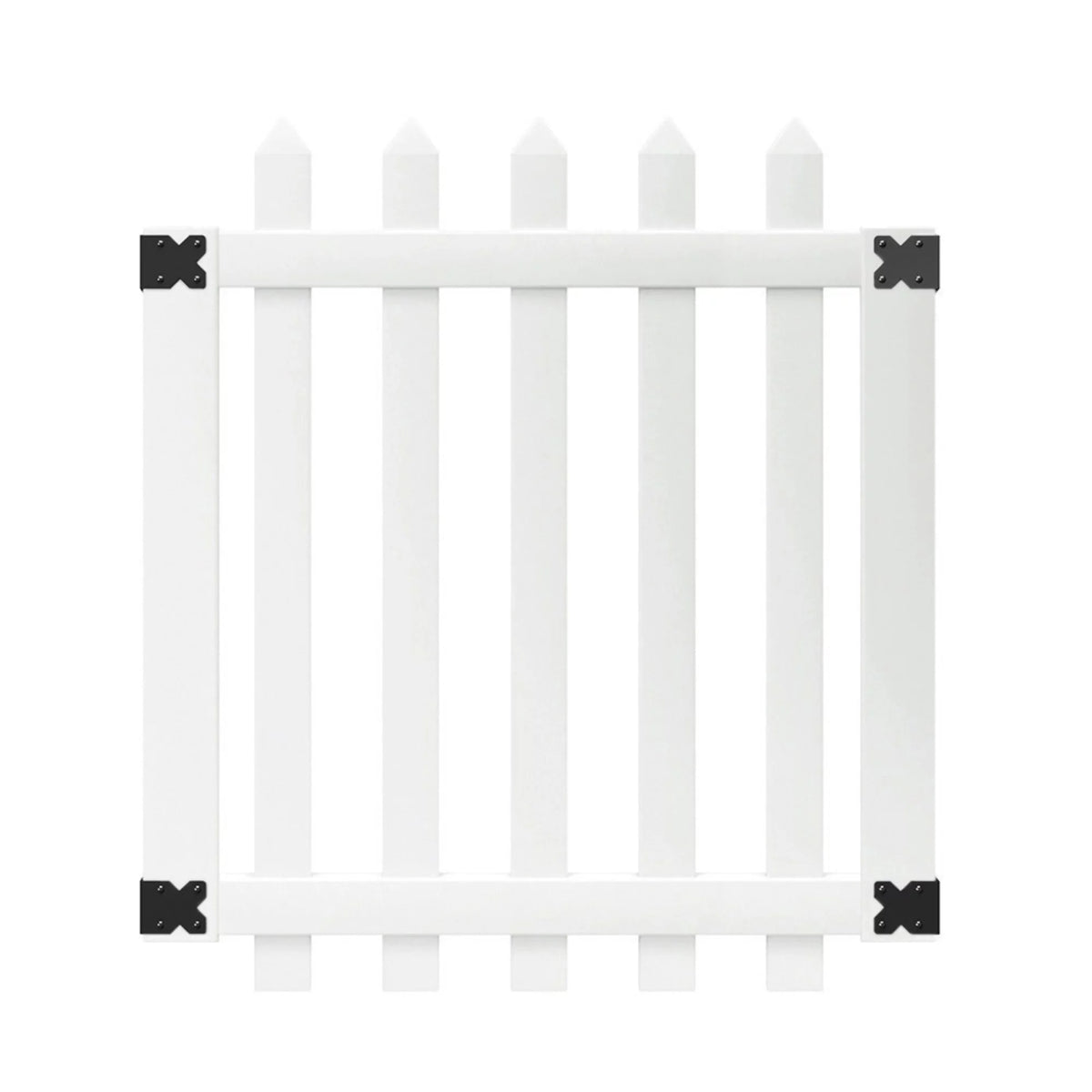 White Vinyl Pointed Picket Fence Gate L7636