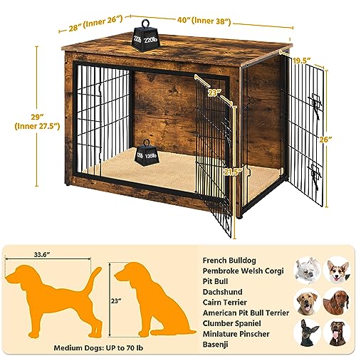 27.5'' Wooden Dog Crate Furniture with Cushion W20329