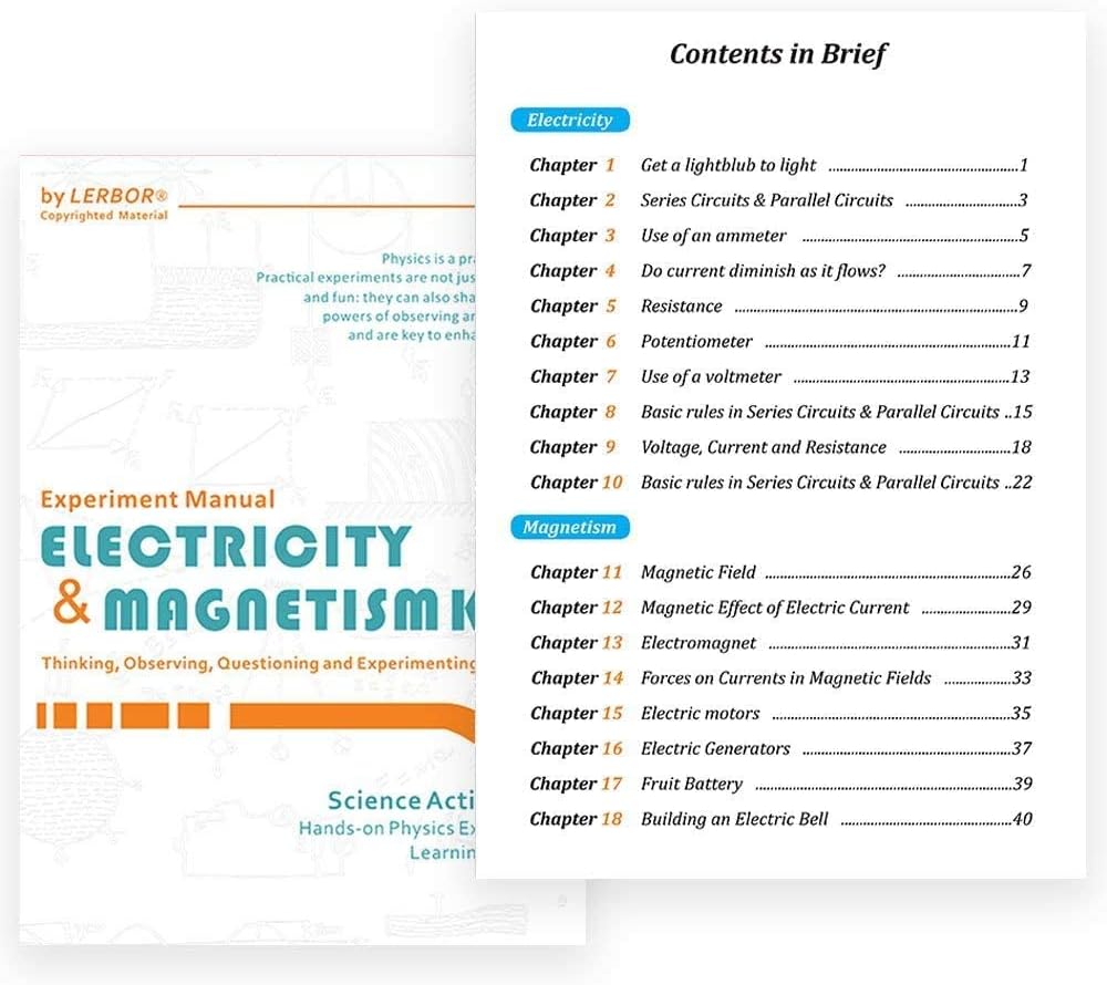Electricity and Magnetism Experiment Kit for Kids Basic Circuit Learning Set Physics Science Lab Educational Toys Age 8+ Pack of 2 H182933