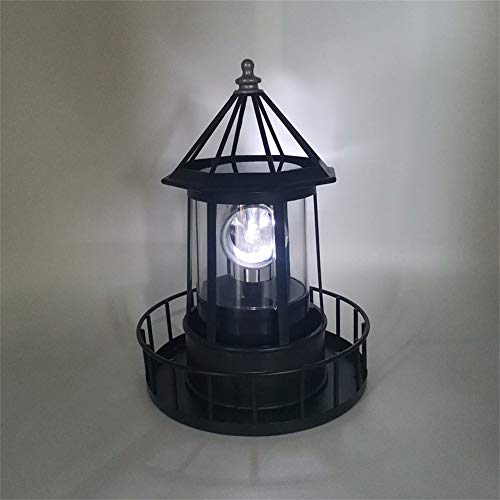 Solar Powered Lighthouse Lamp 360 Degree Rotating IP65 Waterproof Outdoor Light H37739