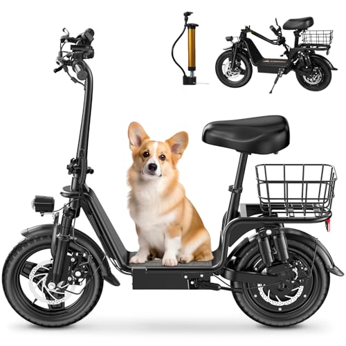 Electric Scooter with Seat, Foldable, 900W Peak Power, 20MPH, 28-Mile Range, Dual Disc Brakes, 330lbs Max Load B5234