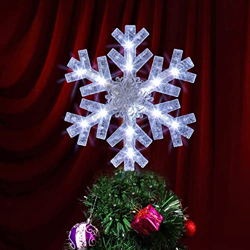 9 inch Lighted Christmas Tree Topper with 15 White LED Lights D21374