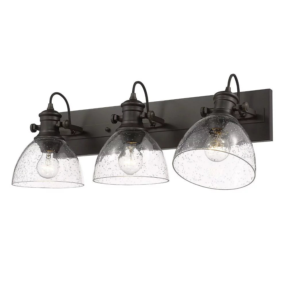 3 Light Semi-Flush Mount Pewter Seeded Glass H67169